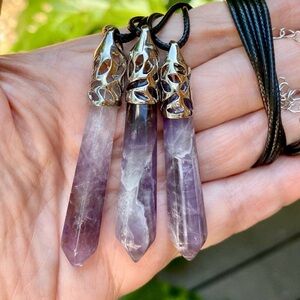Amethyst crystal pendant one Elegant Purple Crystal Pendant Necklace